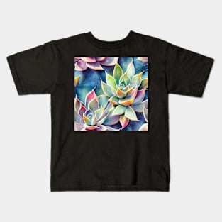 Watercolor succulent pattern Kids T-Shirt